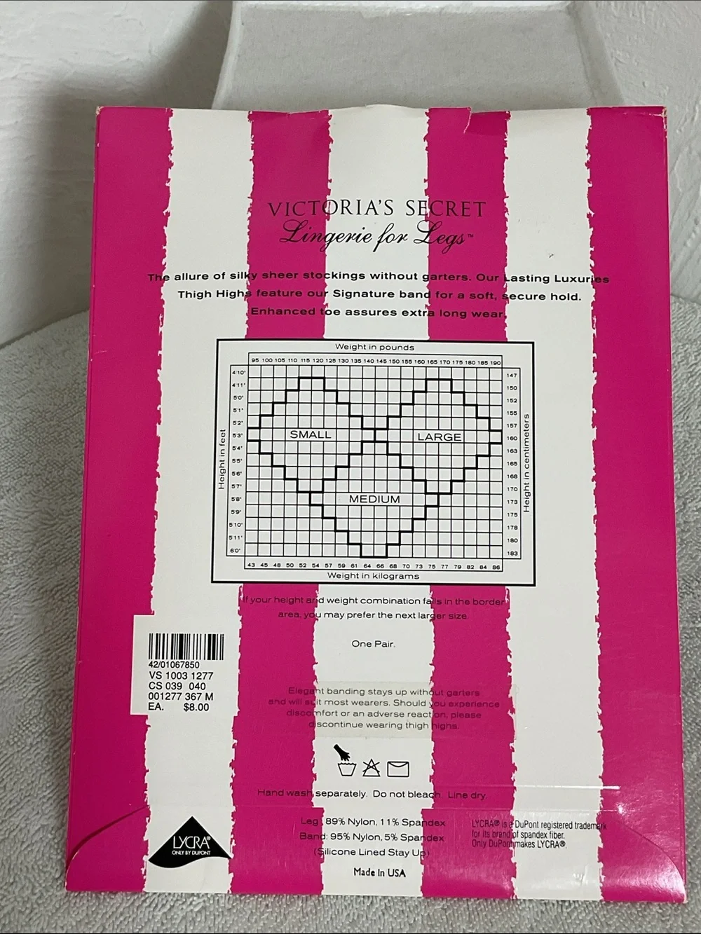 Vintage Victoria's Secret Lasting Luxuries Thigh Highs Stockings Size M Buff NWT